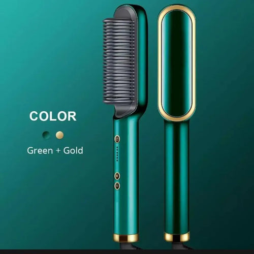Professional Electric Hair Straightener Brush Heated Comb Straight & Curly Styling Tool